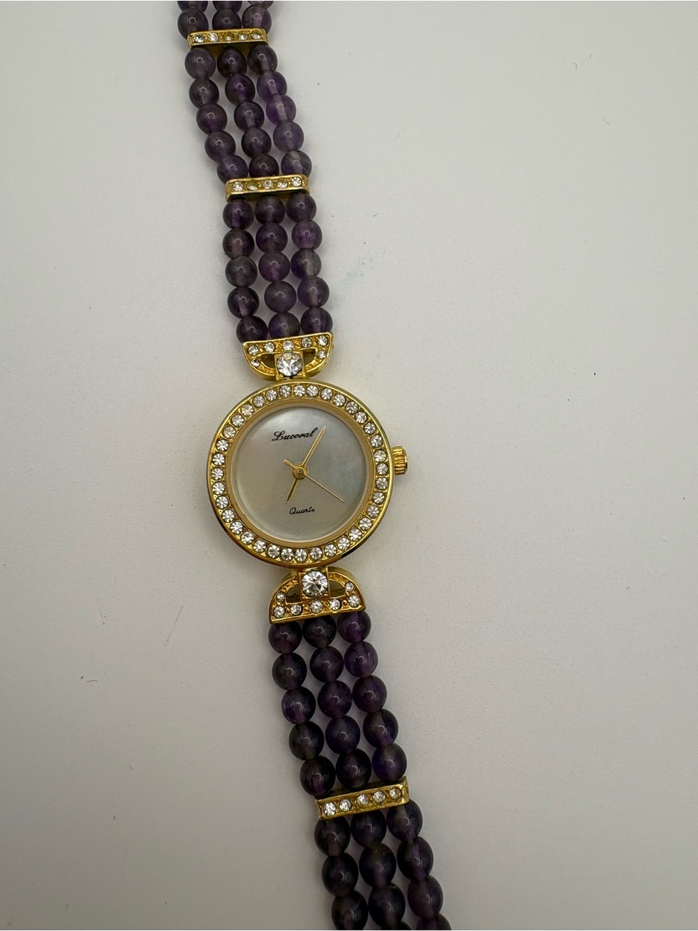 Lucoral Women’s Quartz Multi-strand Amethyst Band Crystal Accents New Battery
